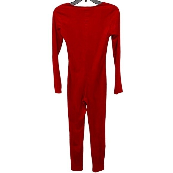 SHOP WTD Red Velvet Stretch Jumpsuit - Picture 2 of 6